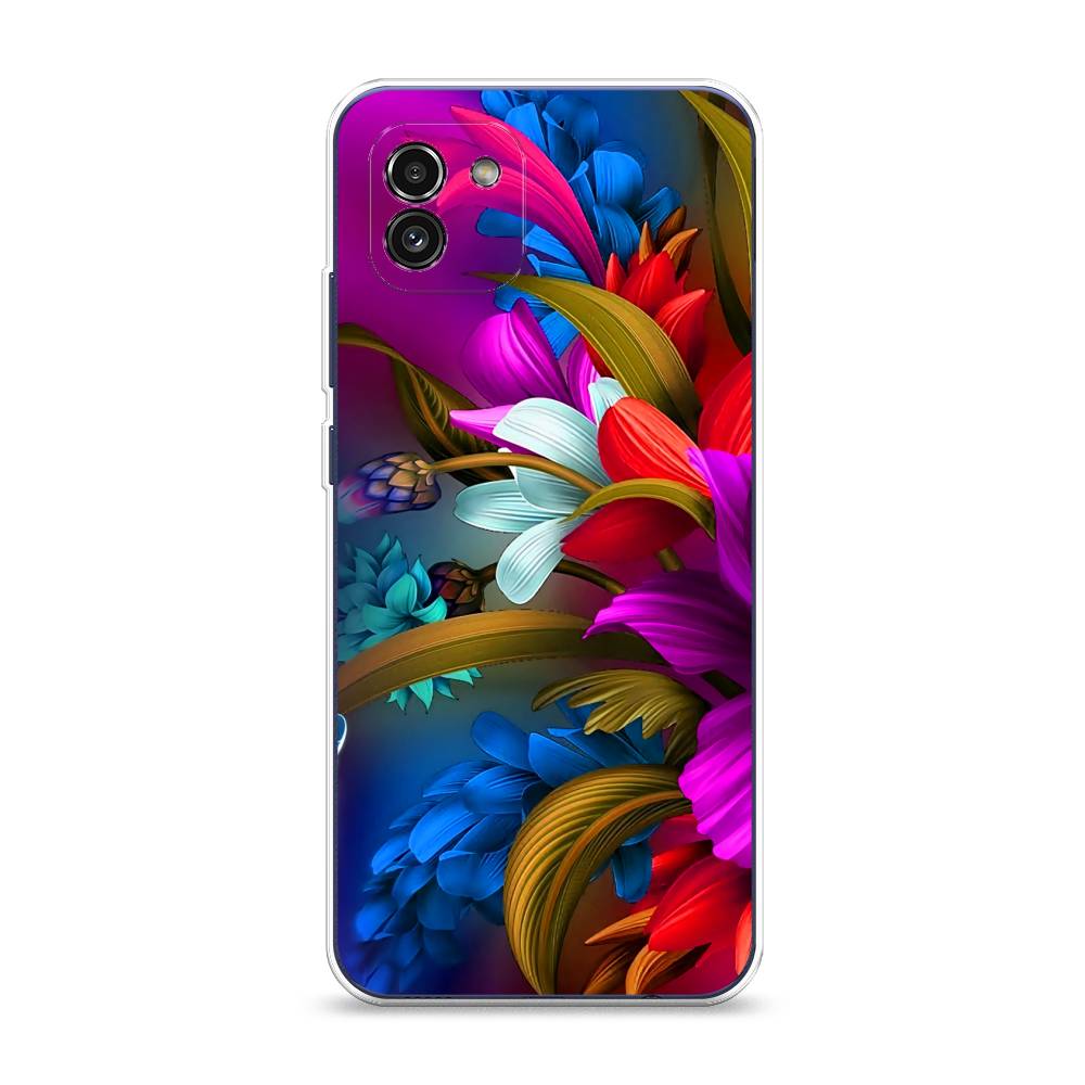

Чехол на Samsung Galaxy A03 "Фантастические цветы", Фиолетовый;красный;синий, 2104950-2