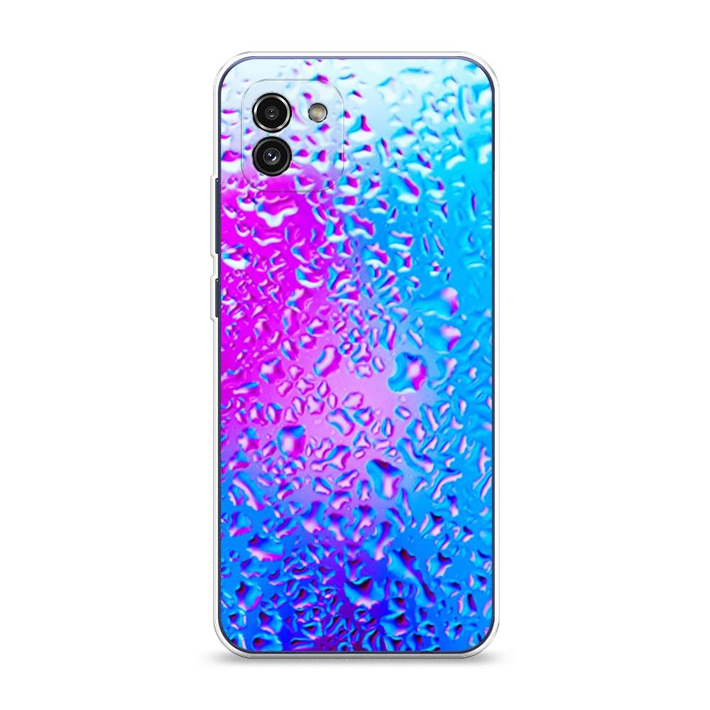 

Чехол на Samsung Galaxy A03 "Капли на стекле", Голубой;розовый, 2104950-3