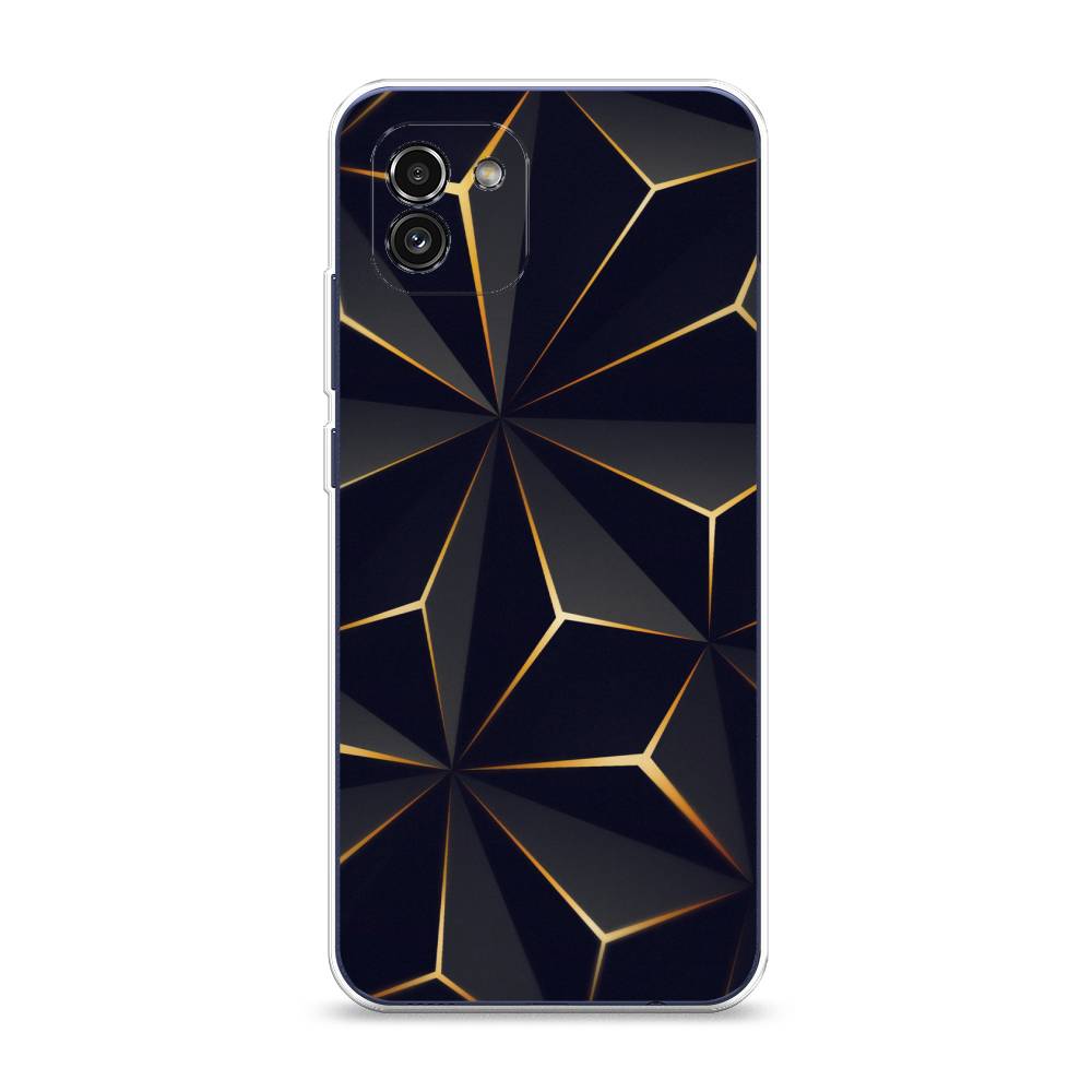 

Чехол на Samsung Galaxy A03 "Черные полигоны", Золотистый;черный, 2104950-3