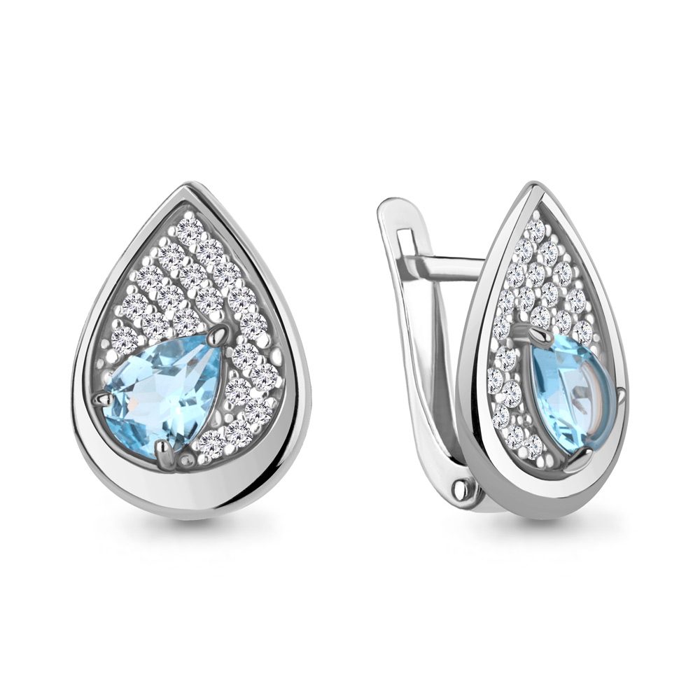 

Серьги из серебра с топазом\фианитом Aquamarine Aquamarine 4789005А_925_р, 4789005А_925_р