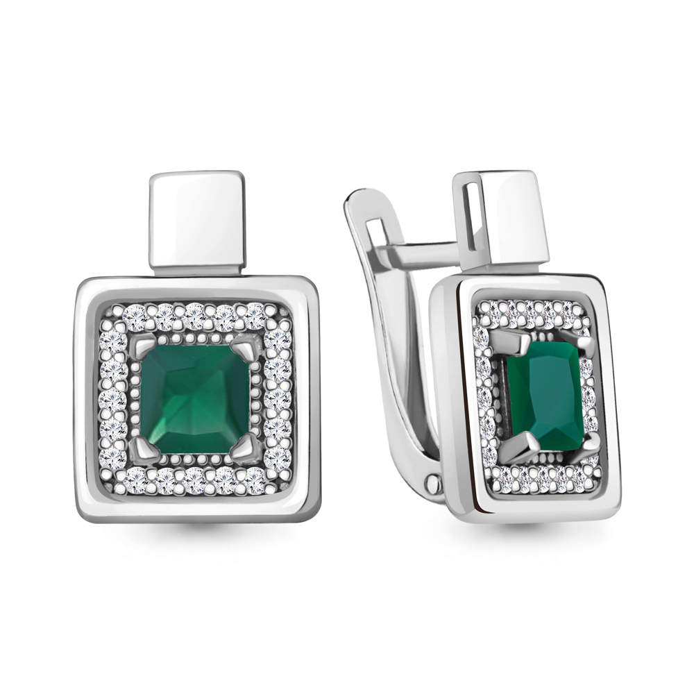 

Серьги из серебра с агатом\фианитом Aquamarine Aquamarine 4788809А_925_р, 4788809А_925_р
