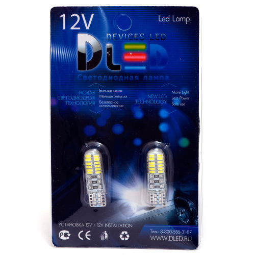 

Светодиодная автомобильная лампа T10 - W5W - 24 SMD 7014 (Комплект 2 лампы.), T10 - W5W - 24 SMD 7014