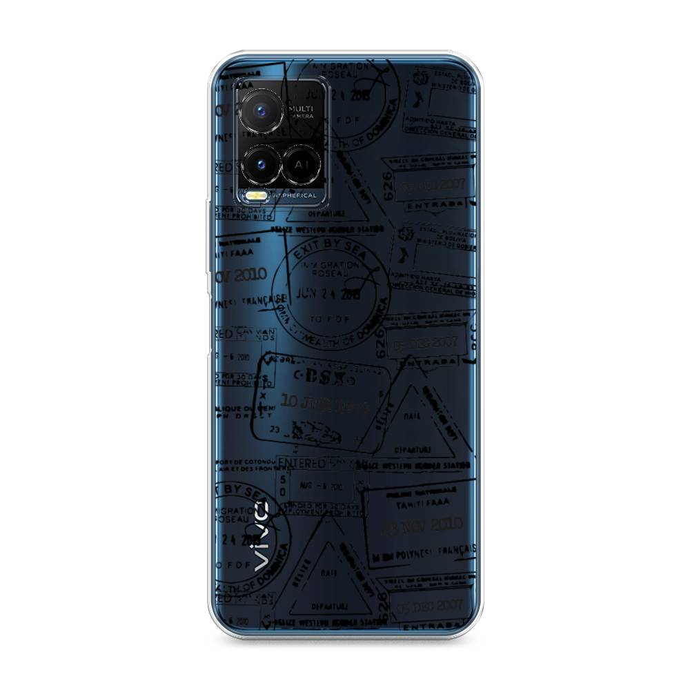 

Чехол на Vivo Y33s "Visa stamps 2", Белый;черный;серый, 265050-2