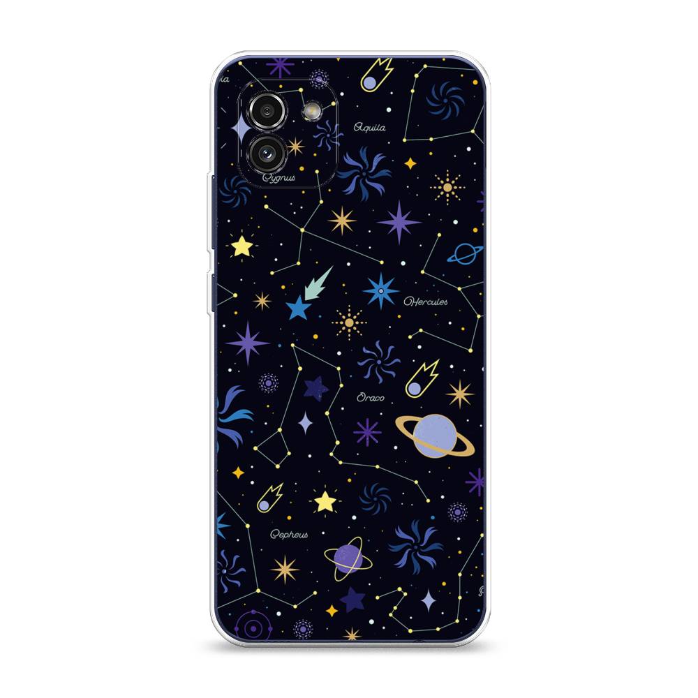

Чехол на Samsung Galaxy A03 "Цветной космос", Желтый, 2104950-2