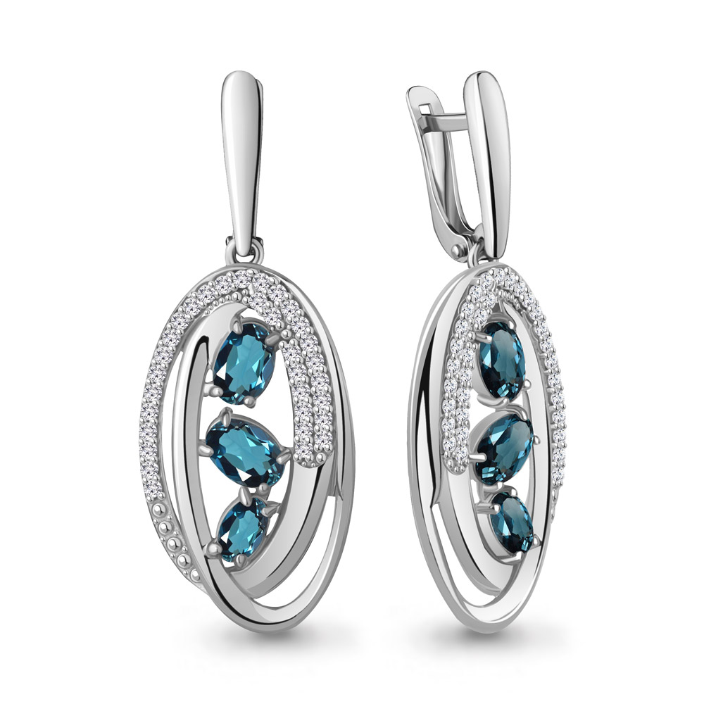 

Серьги из серебра с топазом\фианитом Aquamarine Aquamarine 4784408А_925_р, 4784408А_925_р