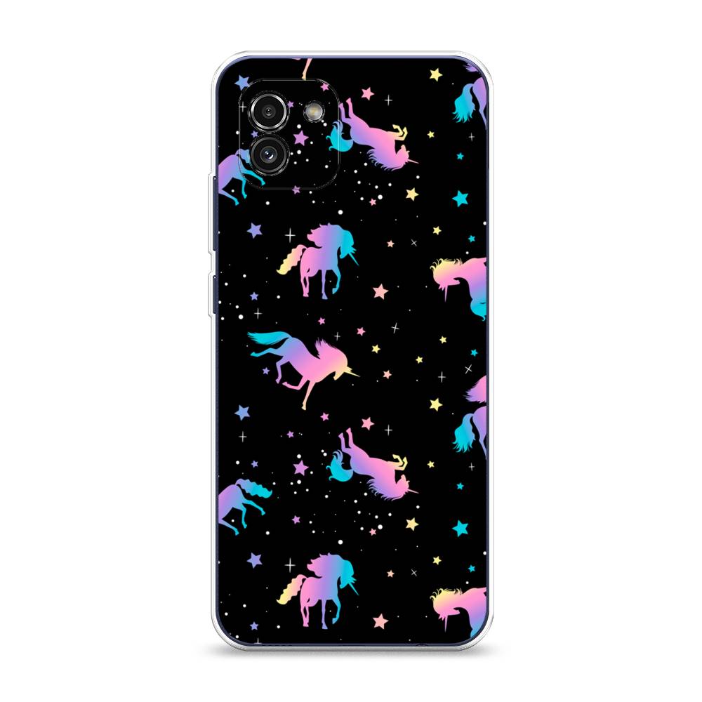 

Чехол на Samsung Galaxy A03 "Единороги градиент", Черный;розовый;голубой, 2104950-1