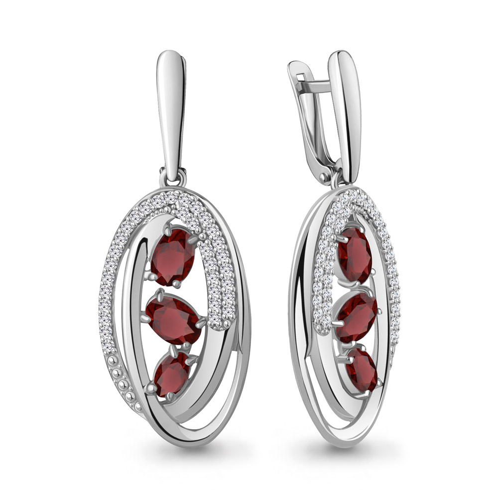 

Серьги из серебра с гранатом Aquamarine Aquamarine 4784403А_925_р, 4784403А_925_р