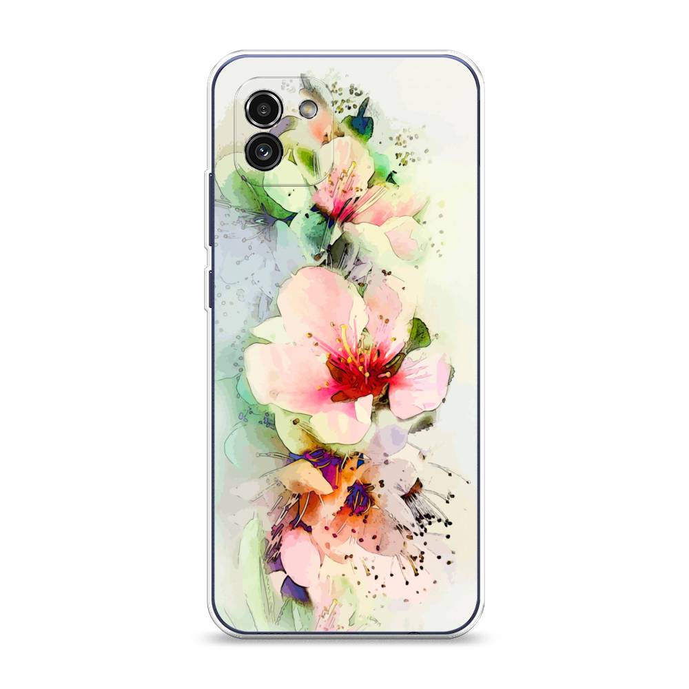 

Чехол на Samsung Galaxy A03 "Нежные цветы", Зеленый;розовый, 2104950-2