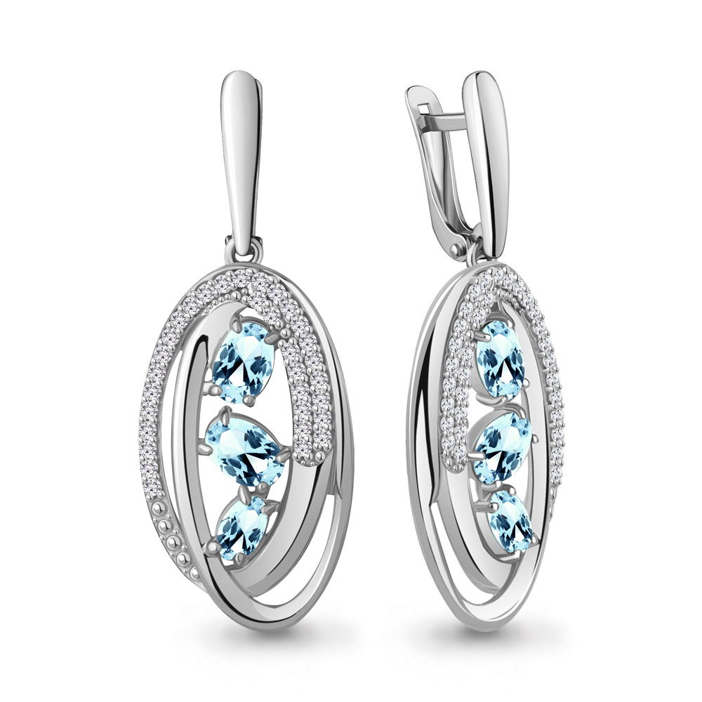 

Серьги из серебра с топазом Aquamarine Aquamarine 4784402А_925_р, 4784402А_925_р