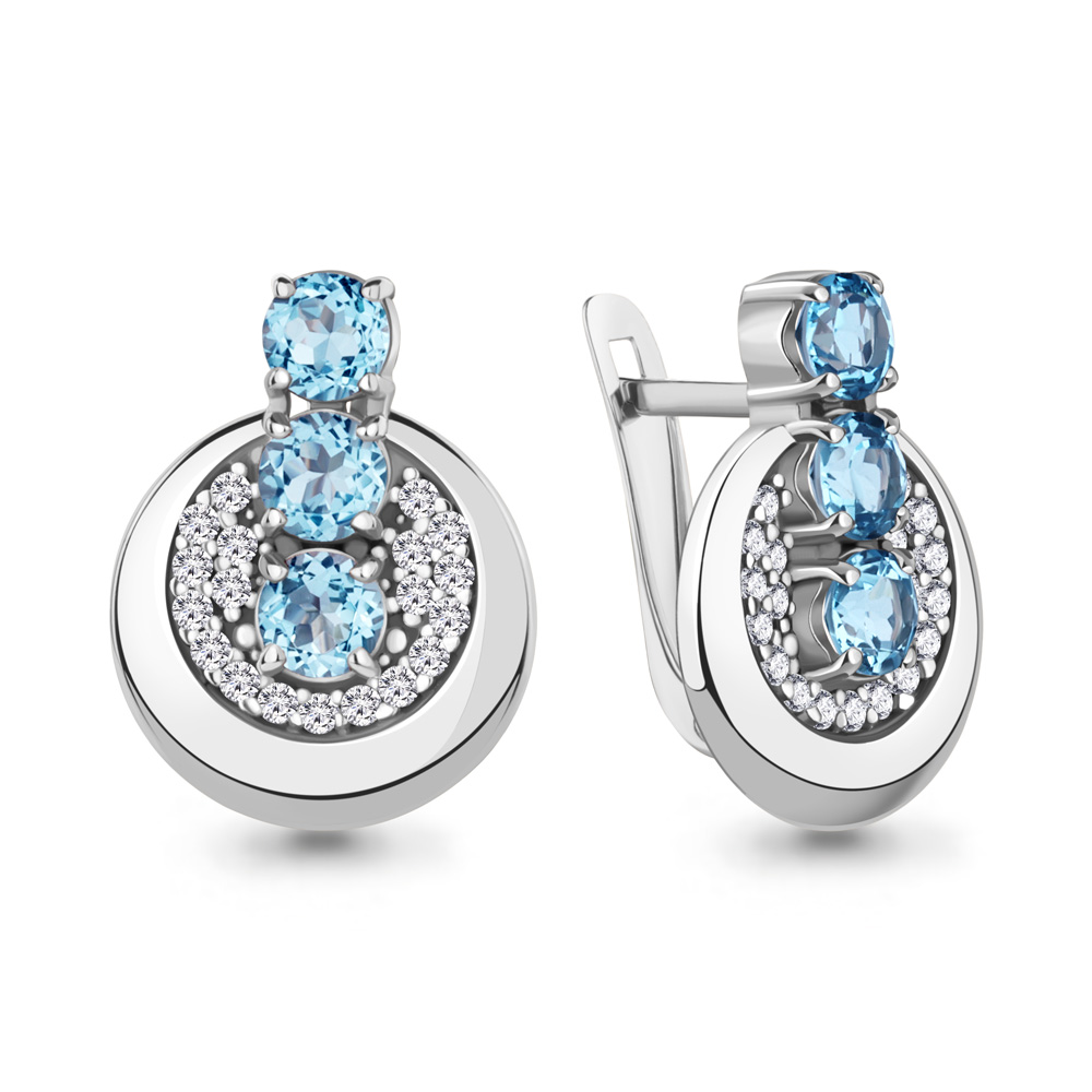 

Серьги из серебра с топазом\фианитом Aquamarine Aquamarine 4783405А_925_р, 4783405А_925_р