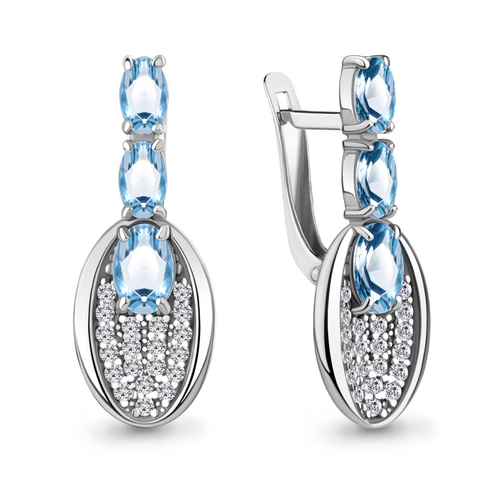 

Серьги из серебра с топазом\фианитом Aquamarine Aquamarine 4783305А_925_р, 4783305А_925_р