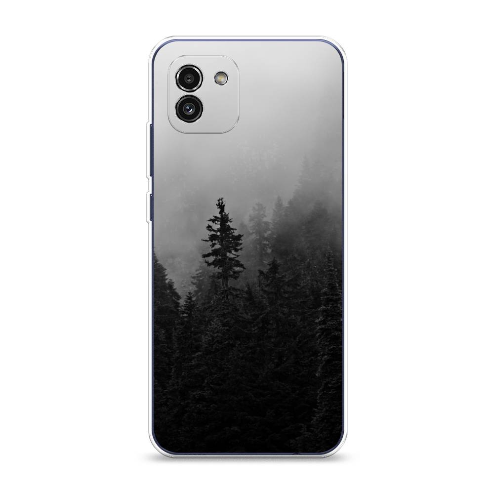 

Чехол на Samsung Galaxy A03 "Туманный лес", Серый;черный, 2104950-2