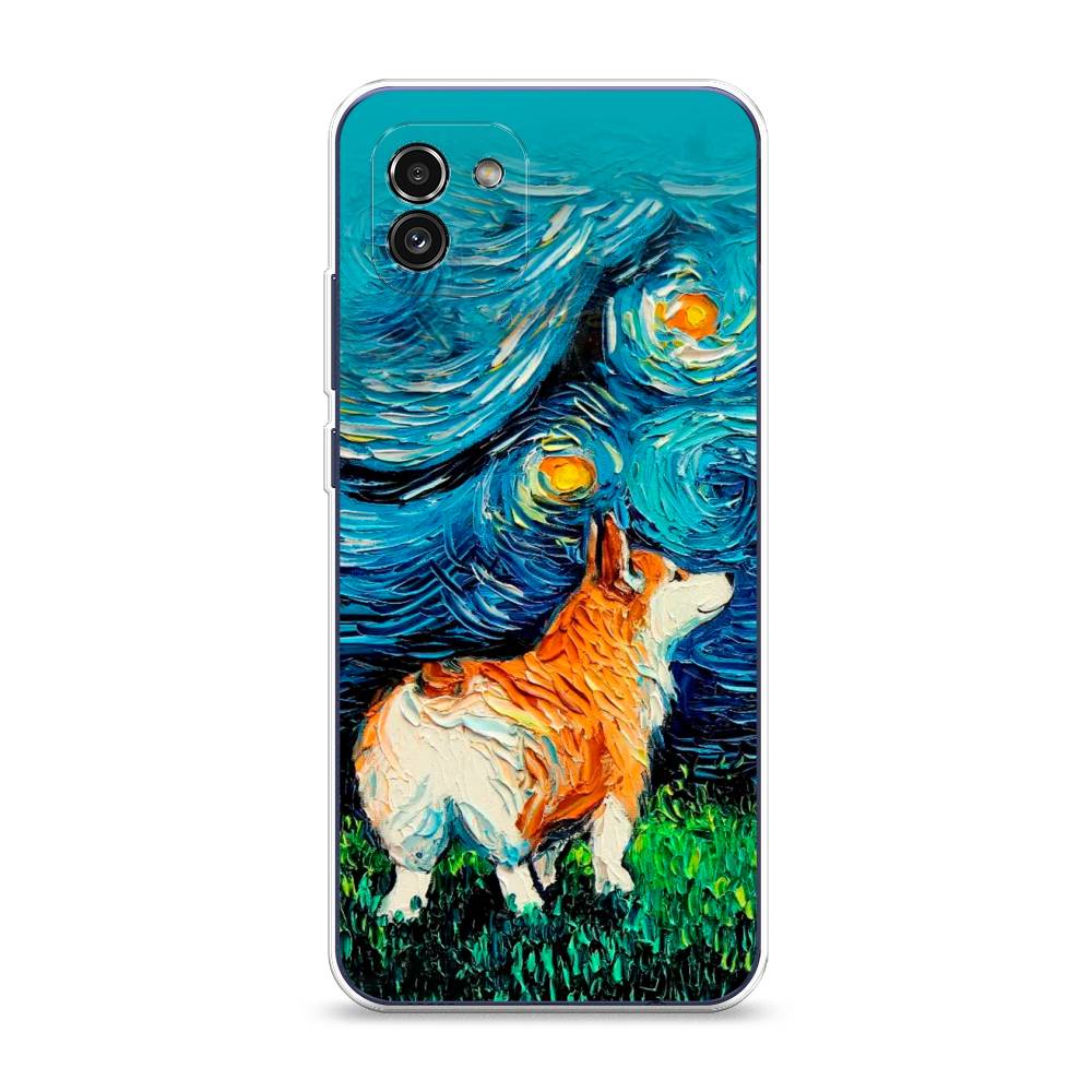 

Чехол на Samsung Galaxy A03 "Корги звёздная ночь", Коричневый;белый;зеленый, 2104950-1