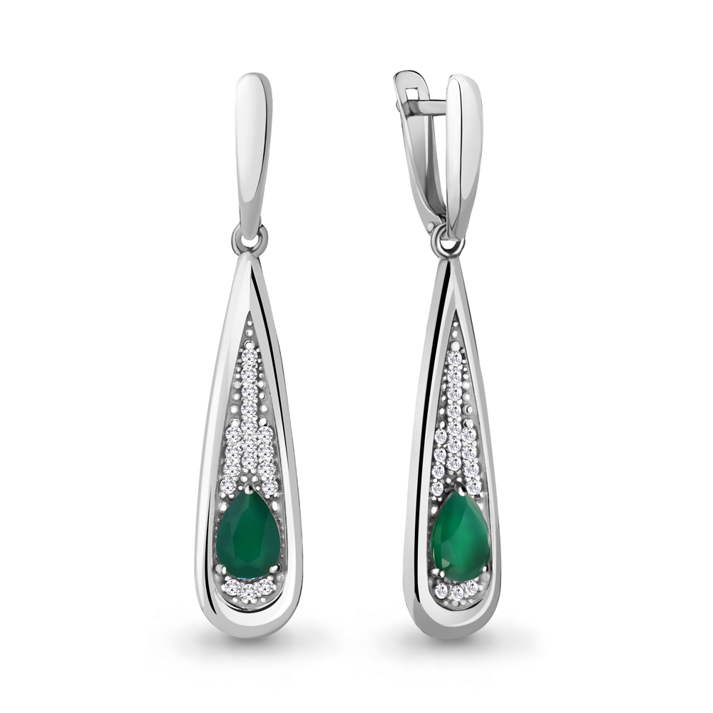 

Серьги из серебра с агатом\фианитом Aquamarine Aquamarine 4783009А_925_р, 4783009А_925_р