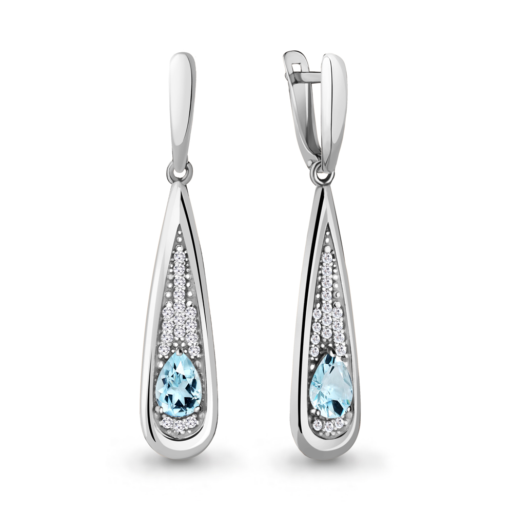 

Серьги из серебра с топазом Aquamarine Aquamarine 4783002А_925_р, 4783002А_925_р