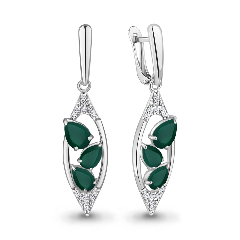 

Серьги из серебра с агатом\фианитом Aquamarine Aquamarine 4782909А_925_р, 4782909А_925_р