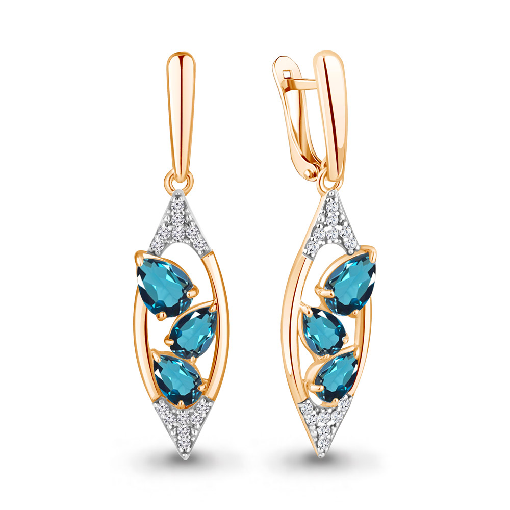 

Серьги из серебра с топазом\фианитом Aquamarine Aquamarine 4782908А_925_з, 4782908А_925_з