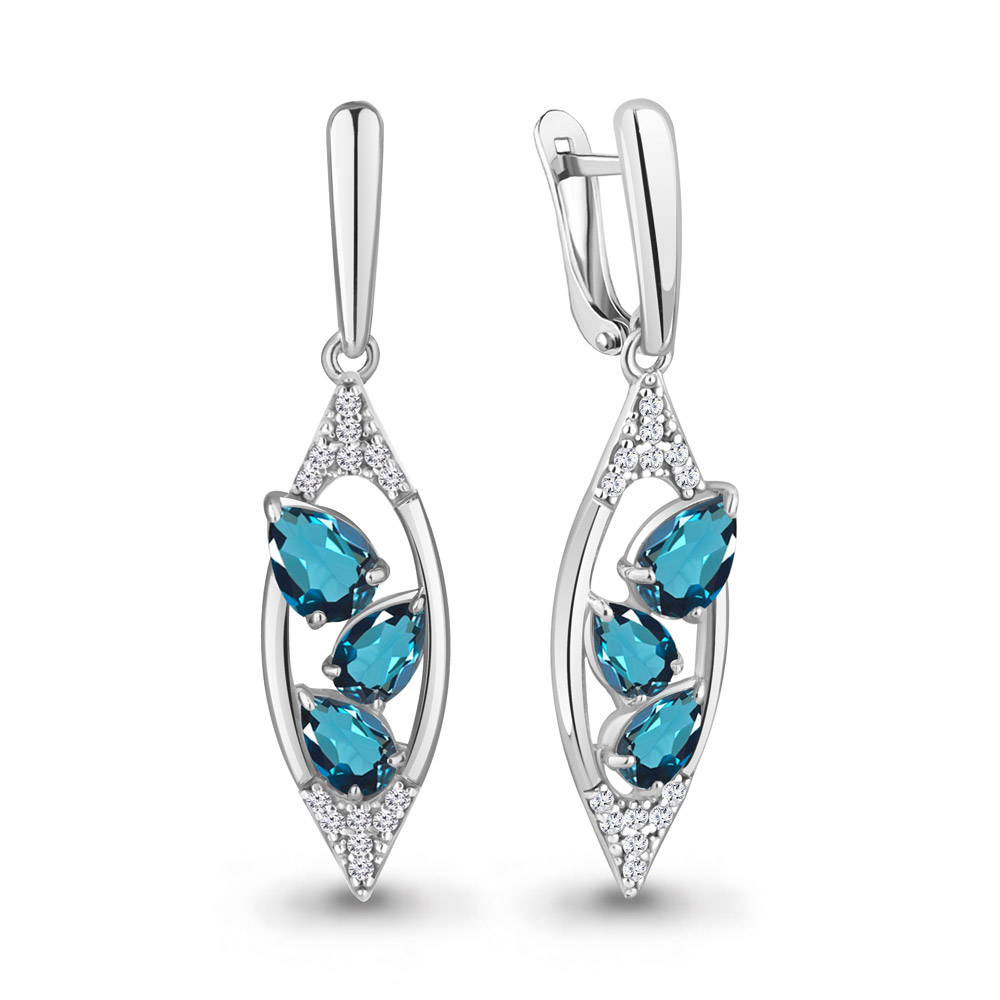 

Серьги из серебра с топазом\фианитом Aquamarine Aquamarine 4782908А_925_р, 4782908А_925_р