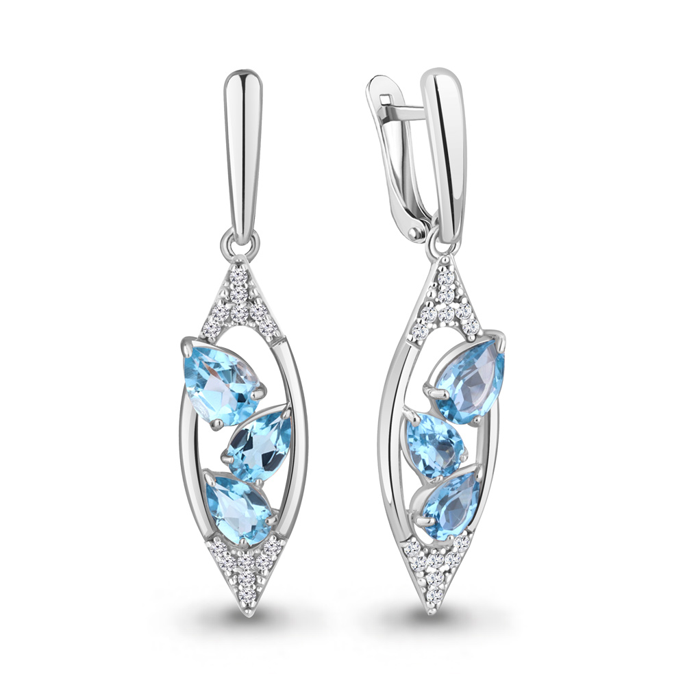 

Серьги из серебра с топазом\фианитом Aquamarine Aquamarine 4782905А_925_р, 4782905А_925_р