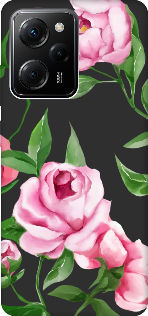 

Чехол на Poco X5 Pro 5G "Amazing Peonies" черный, Черный;зеленый, 158266