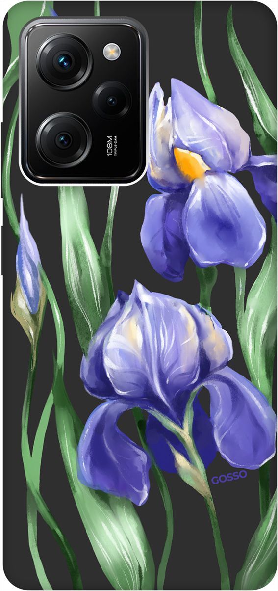 

Чехол на Poco X5 Pro 5G с 3D принтом "Amazing Irises" черный, Черный;зеленый, 158266