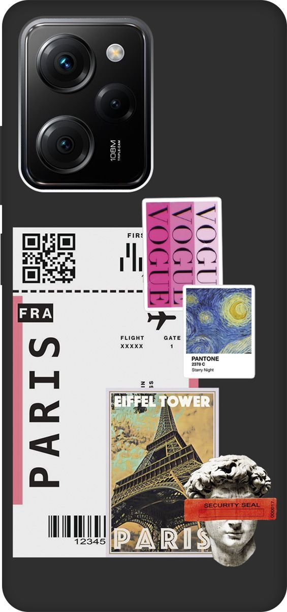 

Чехол на Xiaomi Poco X5 Pro 5G с 3D принтом "Paris Stickers" черный, Черный;белый, 158265