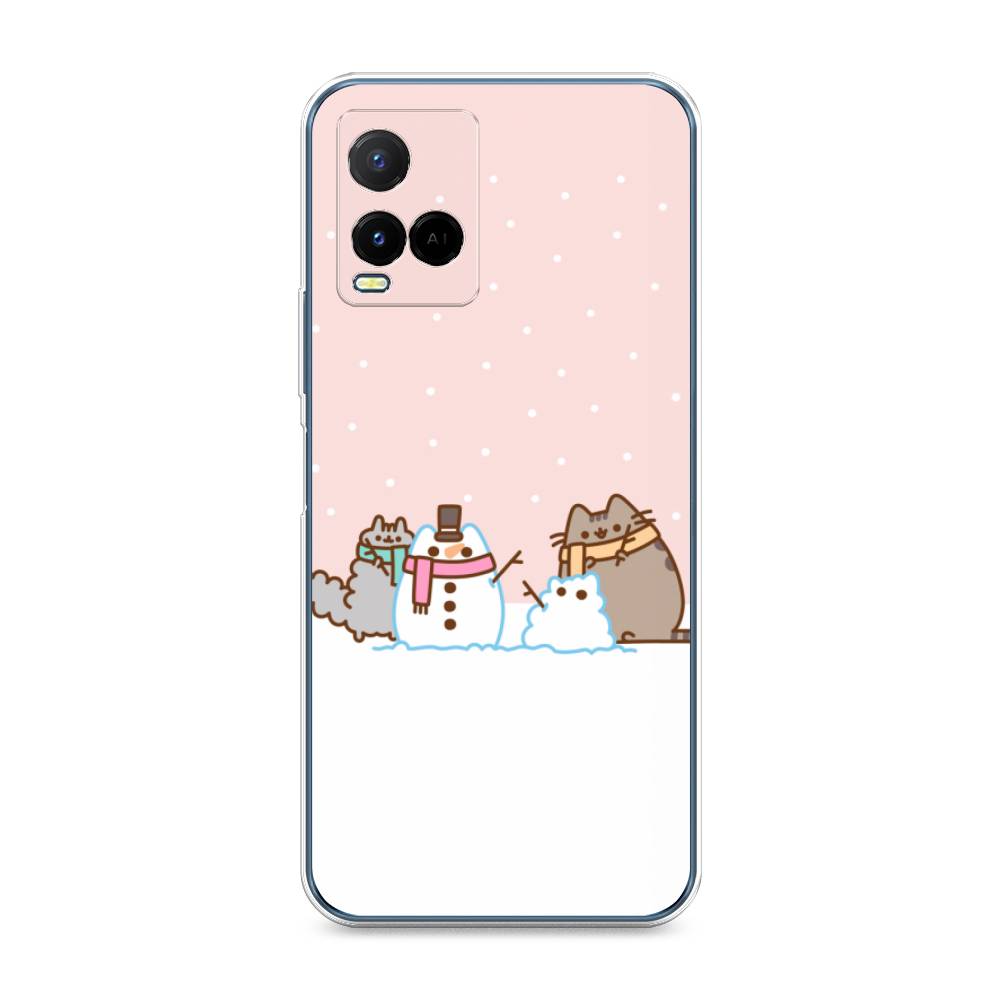 

Чехол на Vivo Y33s "Котики в снегу", Розовый;белый;серый, 265050-5