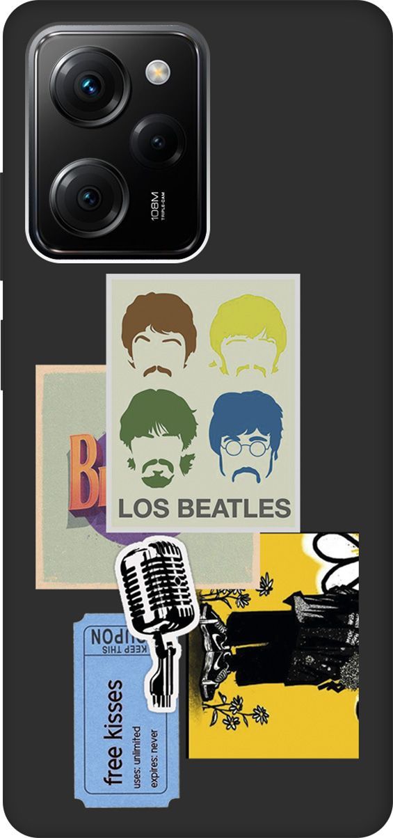 

Чехол на Xiaomi Poco X5 Pro 5G "Beatles Stickers" черный, Черный;белый, 158265