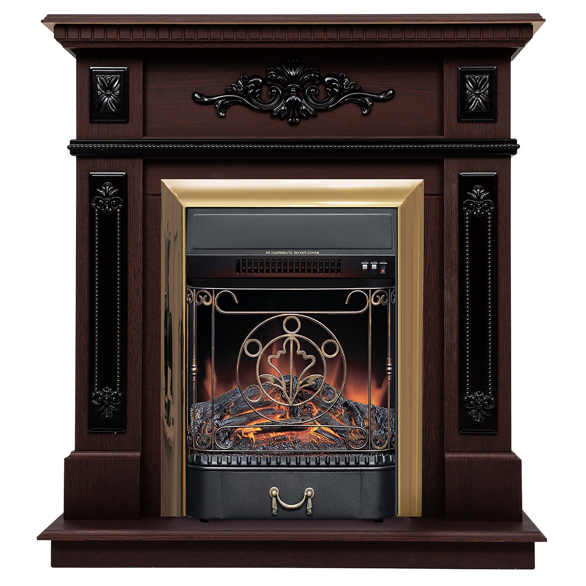 

Электрокамин RealFlame Lilian DN с Majestic Lux BR S, звук потрескивания дров, Электрокамин Lilian DN с очагом Majestic Lux Brass