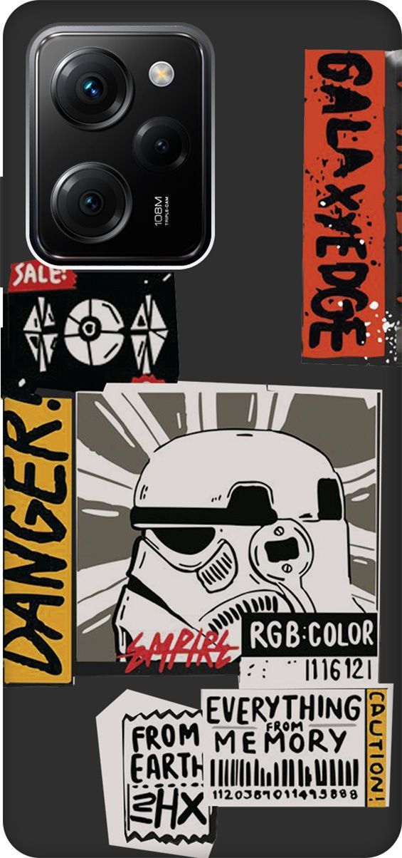 

Чехол на Poco X5 Pro 5G "Stormtrooper Stickers" черный, Черный;белый, 158265