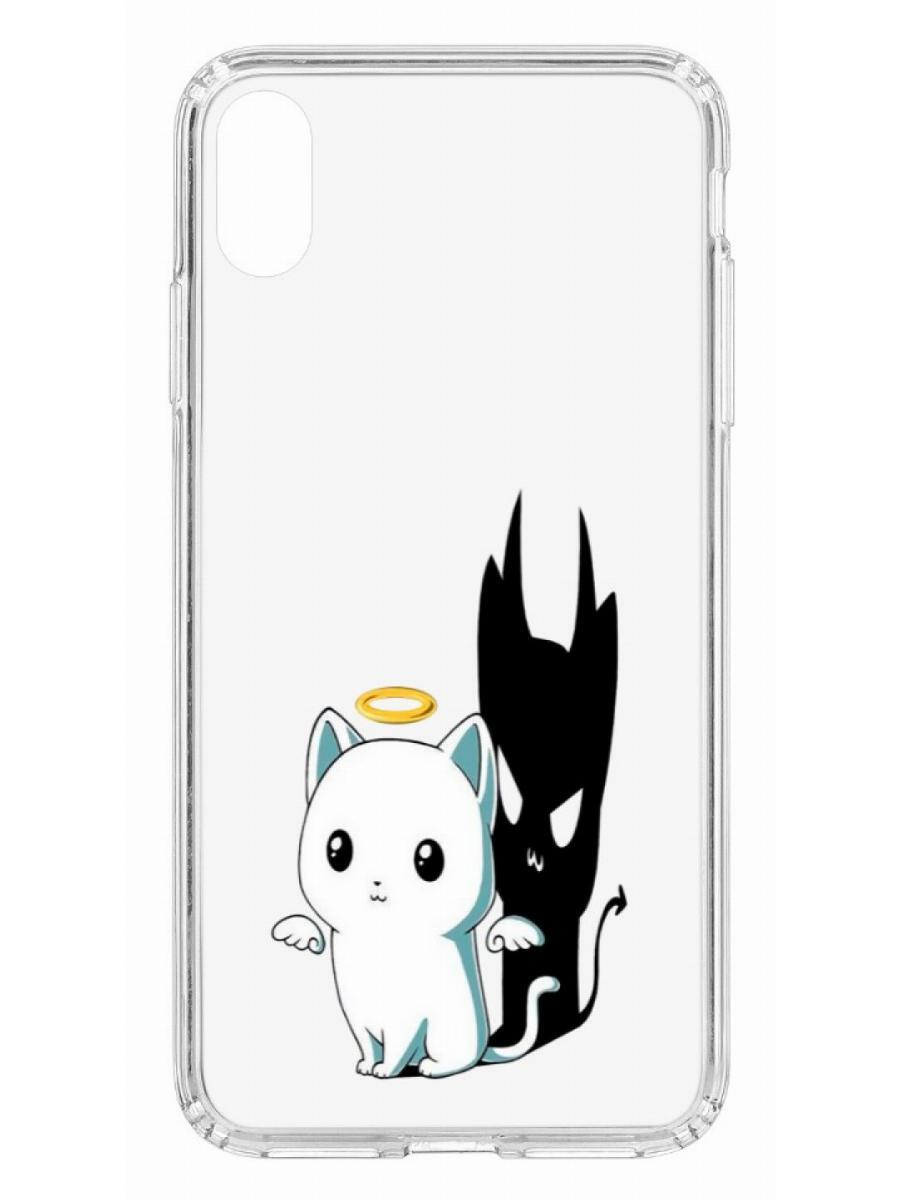 

Чехол на Apple iPhone XS Max Kruche Print Angel Demon, Прозрачный;разноцветный;черный;белый