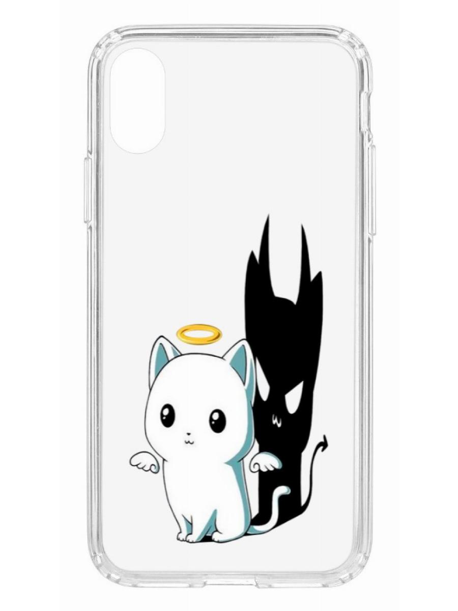 

Чехол для Apple iPhone X/XS КRUЧЕ Print Angel Demon прозрачный с рисунком