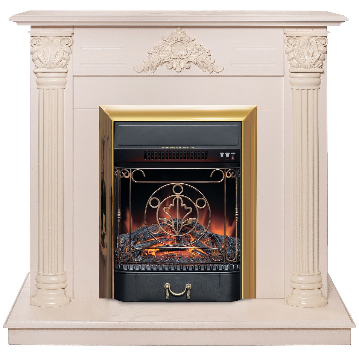

Электрокамин RealFlame Stefania WT с Majestic Lux BR, золотой, Электрокамин Stefania WT-F612 с очагом Majestic Lux Brass