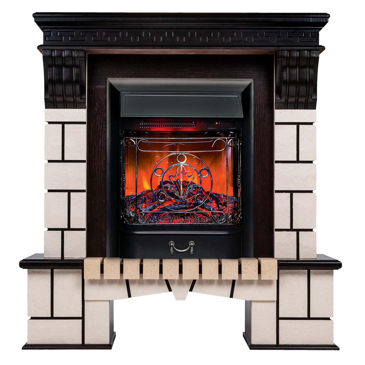 

Электрокамин RealFlame Stone STD AO с очагом Majestic Lux BL, пульт ДУ, Электрокамин Stone STD AO с очагом Majestic Lux Black RC