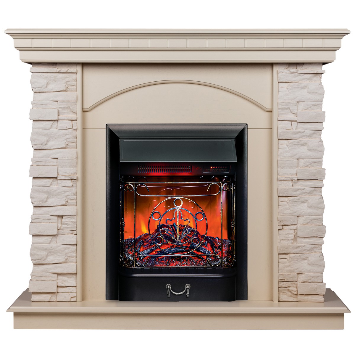

Электрокамин RealFlame Elford WT с Majestic Lux BL, звук потрескивания дров, пульт ДУ, Электрокамин Elford WT с очагом Majestic Lux Black RC