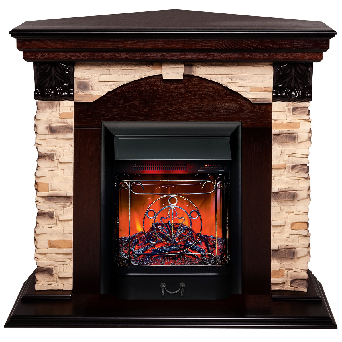 

Электрокамин RealFlame Dublin Coner Rock AO с очагом Majestic Lux BL, пульт ДУ, Электрокамин Dublin Corner Rock AO с очагом Majestic Lux Black RC