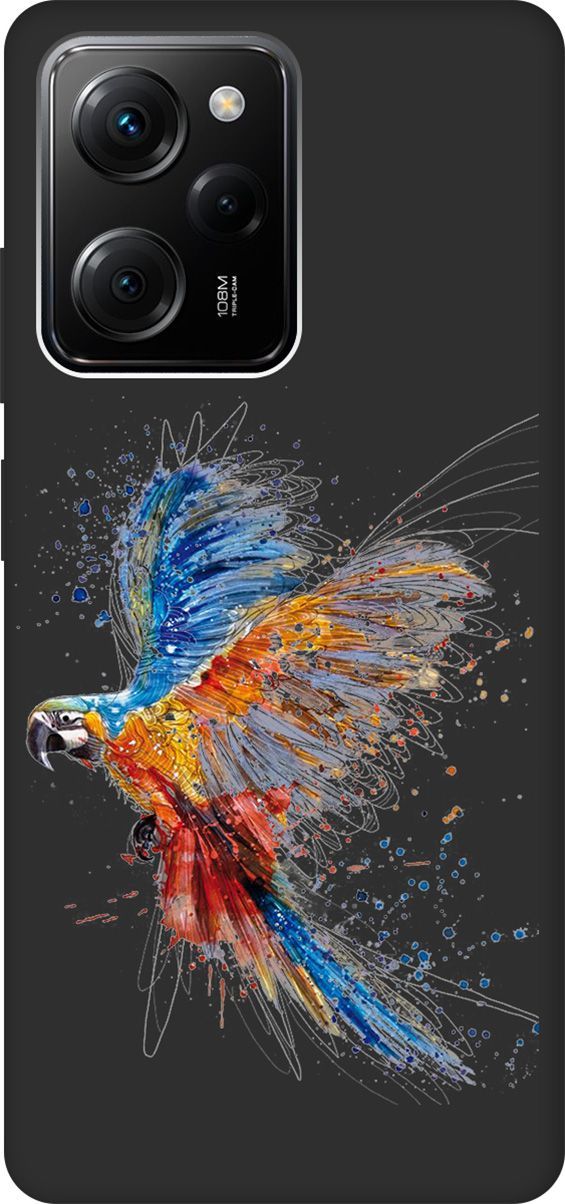 

Чехол на Xiaomi Poco X5 Pro 5G "Colorful Parrot" черный, Черный;красный, 158264