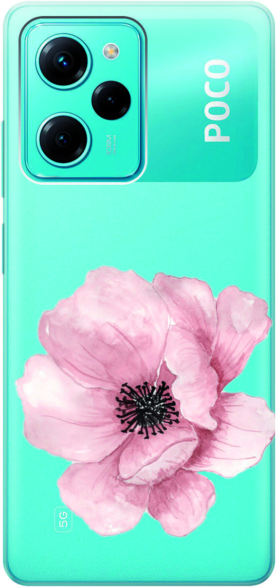 

Чехол на Poco X5 Pro 5G "Pink Flower" прозрачный, Прозрачный;белый, 158263