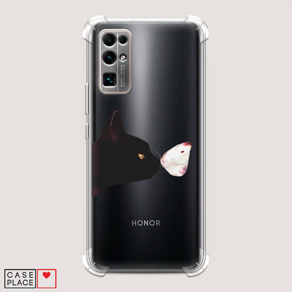 фото Чехол awog "черный кот и бабочка" для honor 30