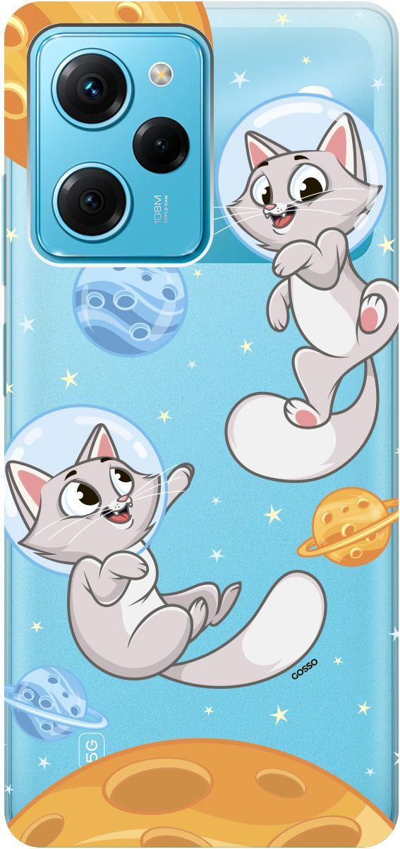 

Чехол на Xiaomi Poco X5 Pro 5G с 3D принтом "CosmoCats" прозрачный, Прозрачный;оранжевый, 158263