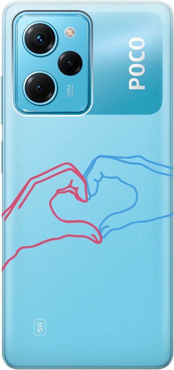 

Чехол на Poco X5 Pro 5G "Fall in Love" прозрачный, Прозрачный;голубой, 158263