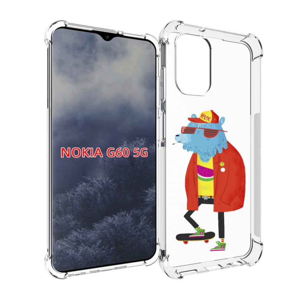 

Чехол MyPads медведь на скейте для Nokia G60 5G, Прозрачный, Tocco