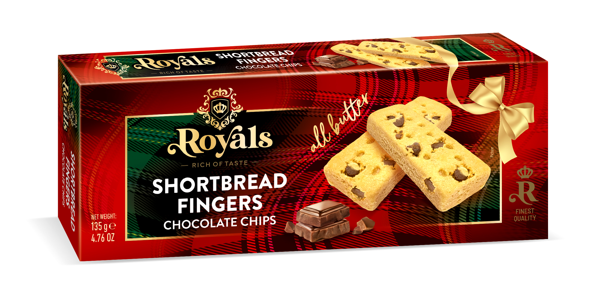 Сливочное печенье Bergen Royals Shortbread с кусочками шоколада, 135 г