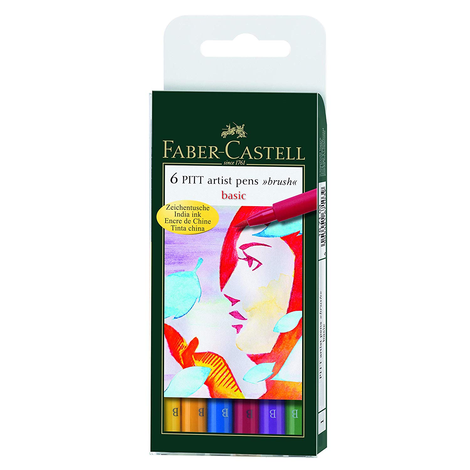 фото Набор капиллярных ручек faber-castell pitt artist pen brush basic 167103 6 цветов