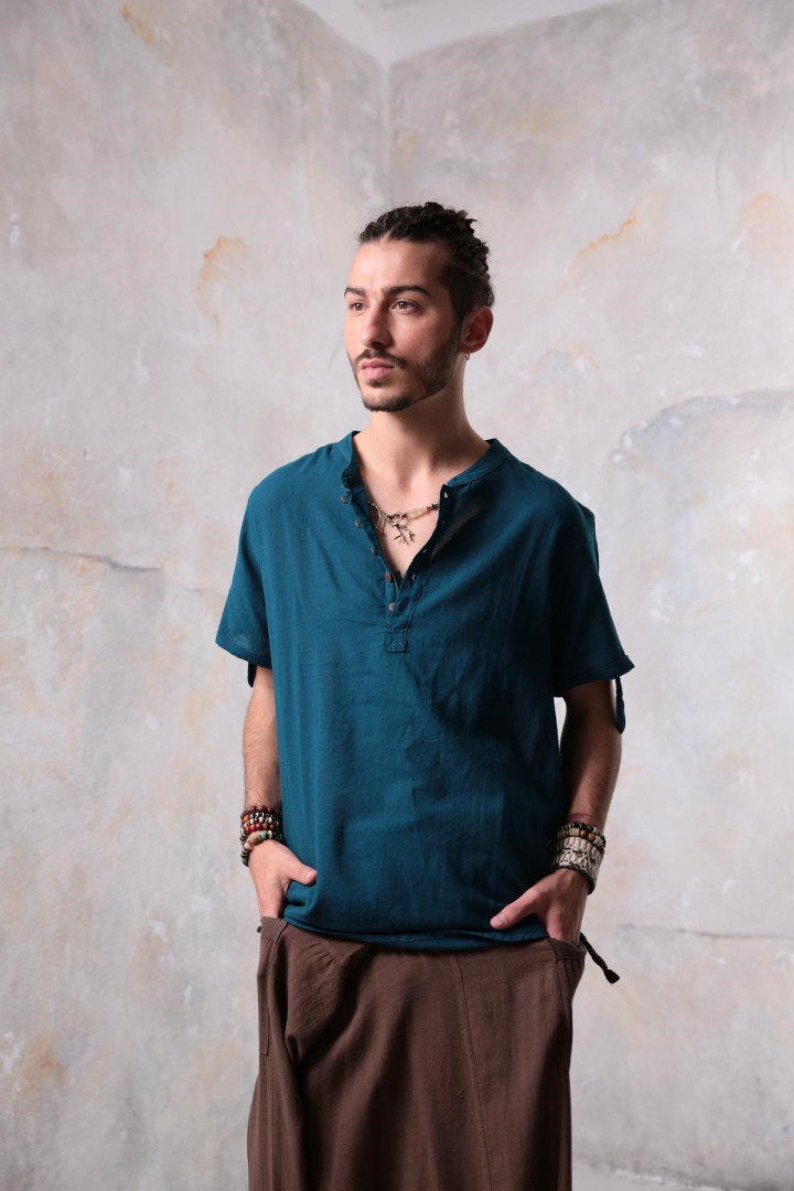 

Рубашка мужская Saman Butik 20678 зеленая S (доставка из-за рубежа), 20678