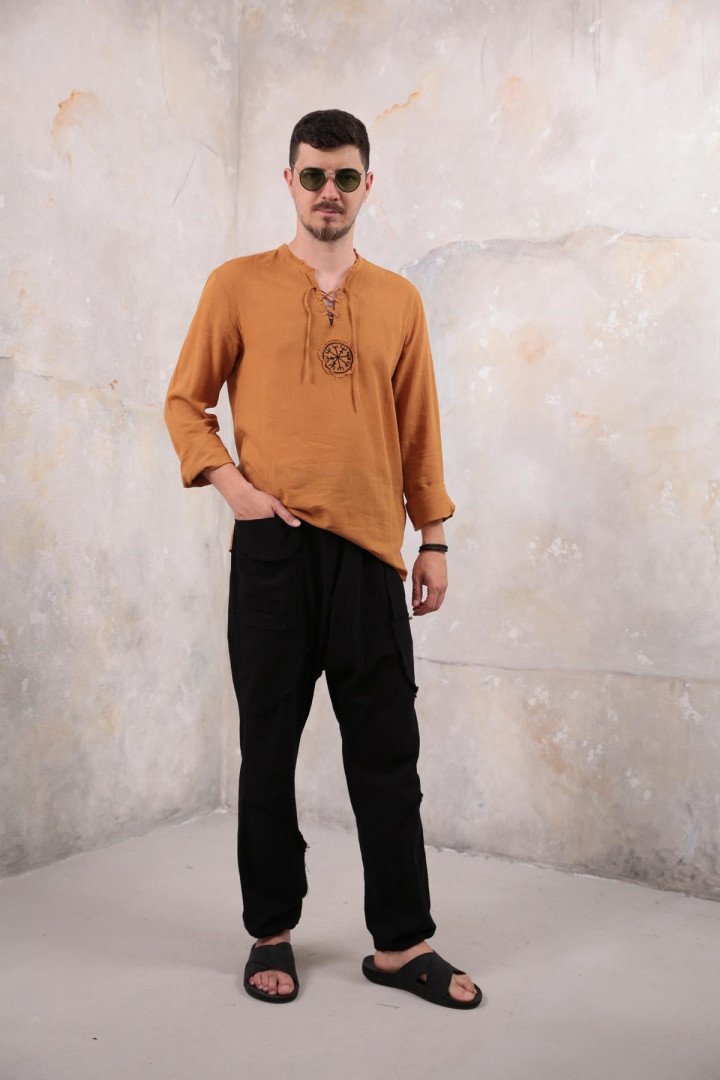 

Рубашка мужская Saman Butik 20064 желтая S (доставка из-за рубежа), 20064
