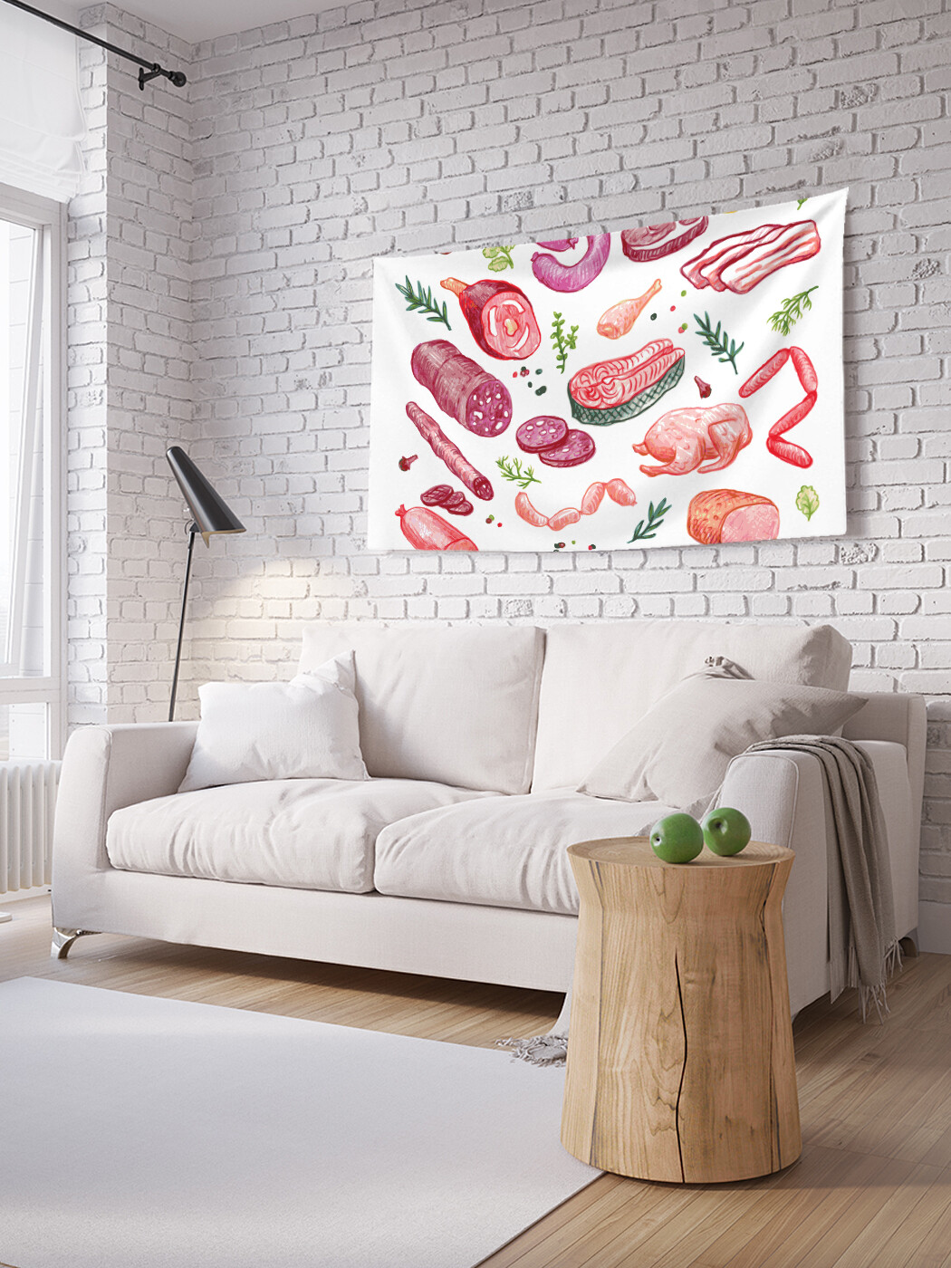 

Горизонтальное фотопанно JoyArty Мясная продукция, из ткани, 150х200 см