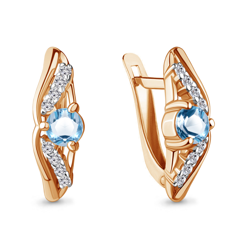 

Серьги из серебра с топазом\фианитом Aquamarine Aquamarine 4781805А_925_з, 4781805А_925_з