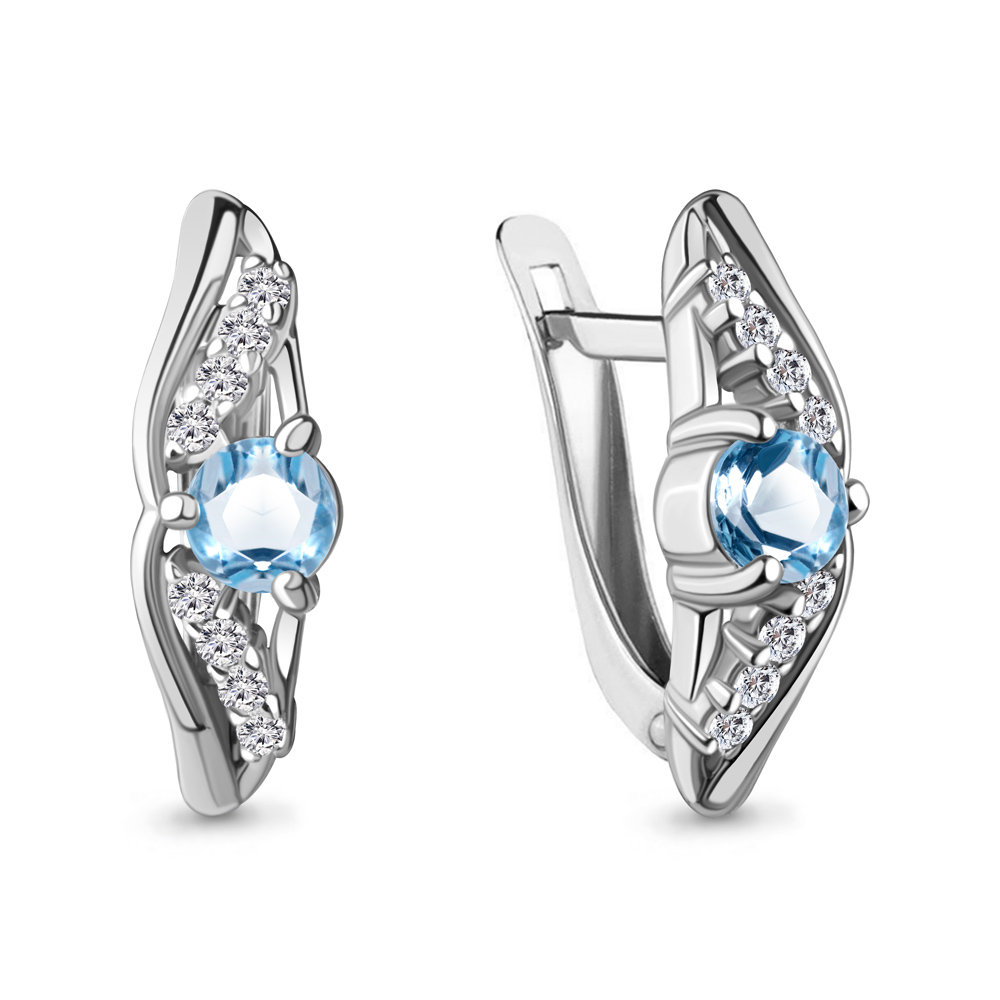 

Серьги из серебра с топазом\фианитом Aquamarine Aquamarine 4781805А_925_р, 4781805А_925_р