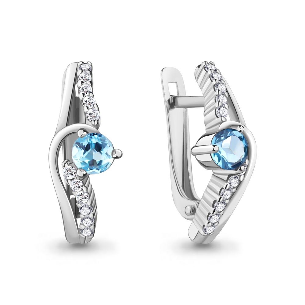 

Серьги из серебра с топазом\фианитом Aquamarine Aquamarine 4781705А_925_р, 4781705А_925_р